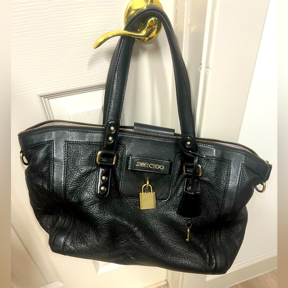 Jimmy Choo Black Leather Handbag Tote